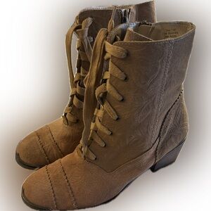 Joyfolie Bonnie Carved Suede Boots In Pecan Festival Rodeo Boho 7.5